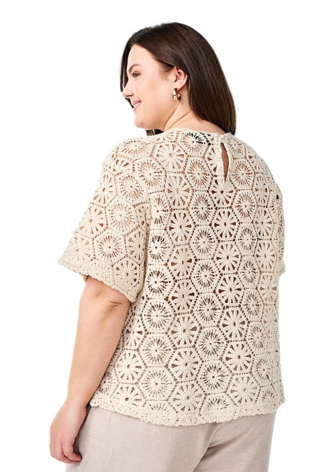 ZIZZI BEŻOWA SZYDEŁKOWA BLUZKA BAWEŁNA 112B