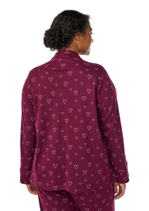 ZIZZI BORDOWA BLUZKA KOSZULA PIŻAMOWA SERCA 098A