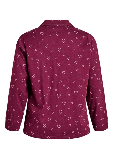 ZIZZI BORDOWA BLUZKA KOSZULA PIŻAMOWA SERCA 098A