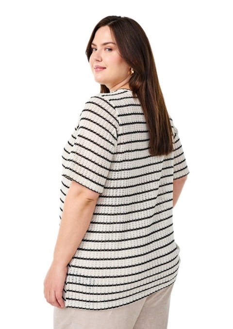 ZIZZI BIAŁA DZIANINOWA BLUZKA W PASKI GUZIKI 308A