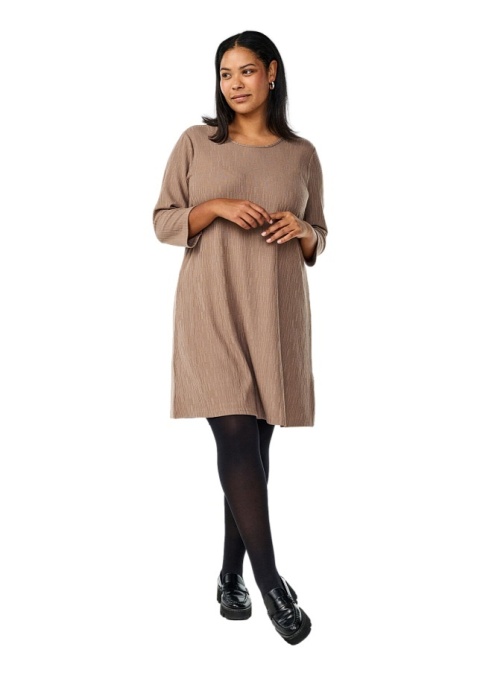 ZIZZI WYGODNA BEŻOWA SUKIENKA FAKTURA 053F