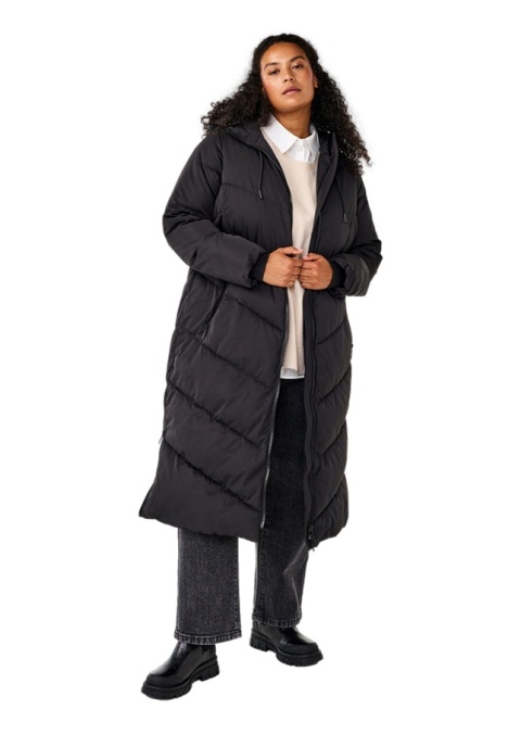 ZIZZI DŁUGA ZIMOWA KURTKA KAPTUR CZARNA 380B