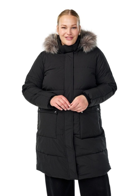 ZIZZI CZARNA PIKOWANA KURTKA ZIMOWA KAPTUR 264B