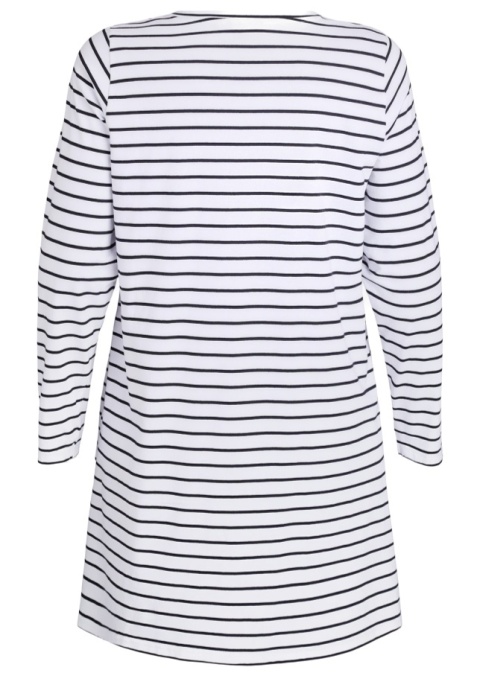 ZIZZI BIAŁA KOSZULA NOCNA W PASKI BAWEŁNA 086C