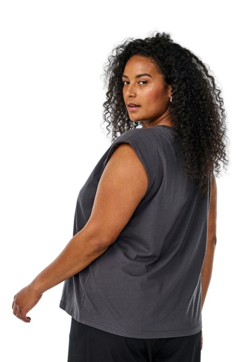 ZIZZI MODNA BLUZKA BEZ RĘKAWÓW TOP CIEMNOSZARA 326A