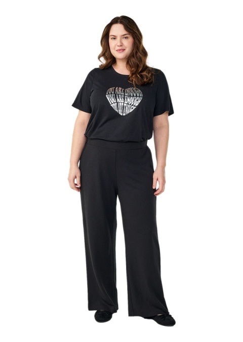 ZIZZI CZARNE KLASYCZNE SZEROKIE SPODNIE 007E