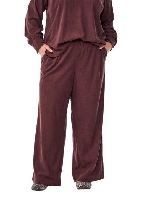 ZIZZI SZTRUKSOWE PROSTE SPODNIE BORDOWE 193B