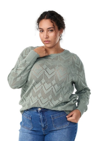 ZIZZI ZIELONA BLUZKA SWETER AŻUR BAWEŁNA 430B