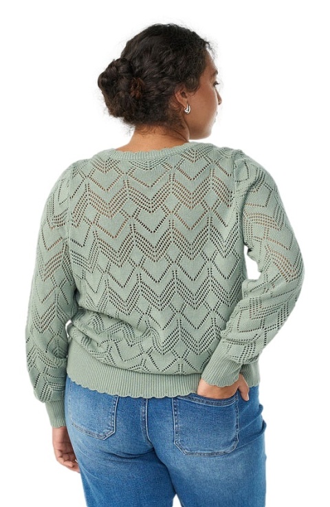 ZIZZI ZIELONA BLUZKA SWETER AŻUR BAWEŁNA 430B