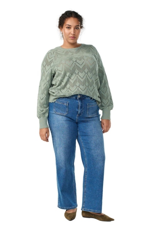 ZIZZI ZIELONA BLUZKA SWETER AŻUR BAWEŁNA 430B