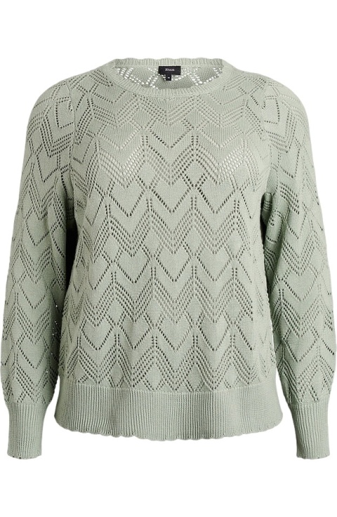 ZIZZI ZIELONA BLUZKA SWETER AŻUR BAWEŁNA 430B