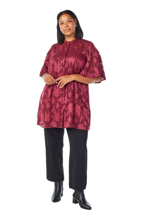 ZIZZI CZERWONA ŻAKARDOWA TUNIKA KOSZULA 183A