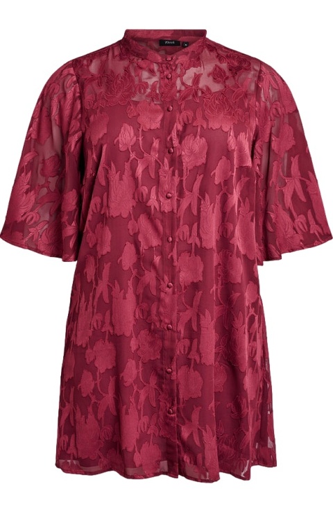 ZIZZI CZERWONA ŻAKARDOWA TUNIKA KOSZULA 183A