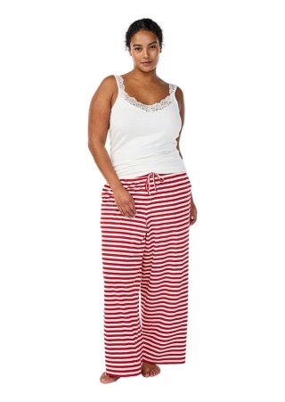 ZIZZI BIAŁE SPODNIE PIŻAMOWE W PASKI BAWEŁNA 110A