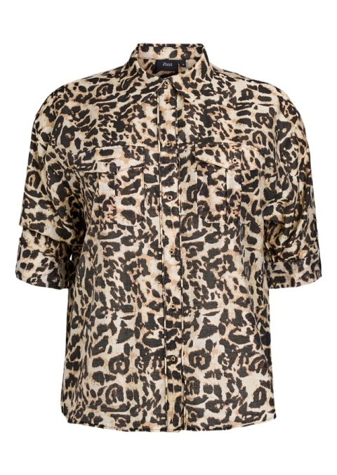 ZIZZI ORYGINALNA BEŻOWA KOSZULA NADRUK PANTERKA 434A