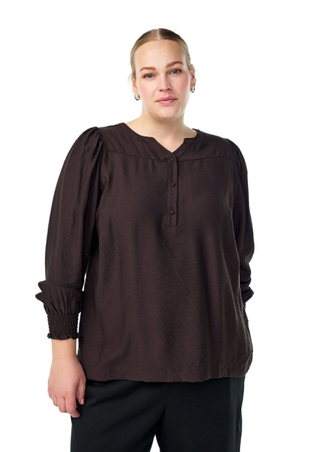 ZIZZI CZEKOLADOWA BLUZKA KOSZULOWA DETALE 810A