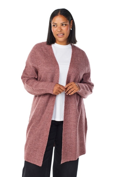 ZIZZI DŁUGI SWETER KARDIGAN RÓŻOWY PRĄŻKI 040C