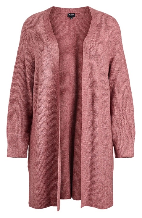 ZIZZI DŁUGI SWETER KARDIGAN RÓŻOWY PRĄŻKI 040C