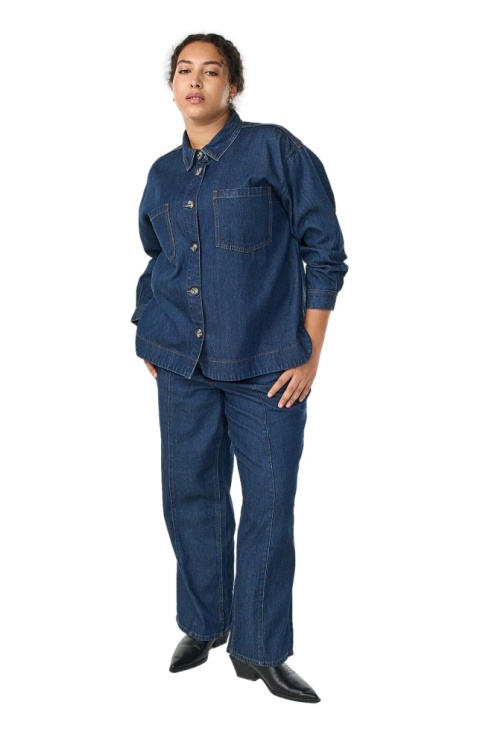 ZIZZI GRANATOWA JEANSOWA KOSZULA KIESZENIE 085D