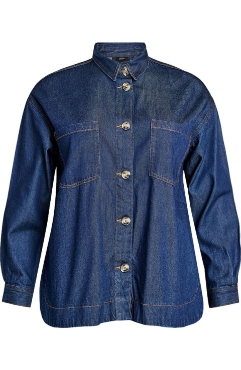ZIZZI GRANATOWA JEANSOWA KOSZULA KIESZENIE 085D
