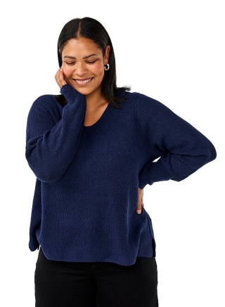 ZIZZI PIĘKNY GRANATOWY SWETER BLUZKA DZIANINA 421A