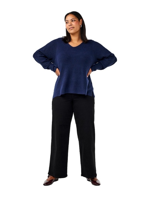 ZIZZI PIĘKNY GRANATOWY SWETER BLUZKA DZIANINA 421A