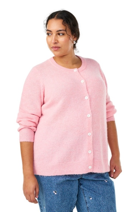 ZIZZI PIĘKNY KARDGIAN SWETER RÓŻOWY DZIANINA GUZIKI 542A