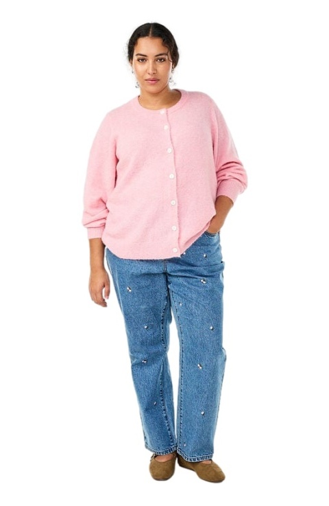 ZIZZI PIĘKNY KARDGIAN SWETER RÓŻOWY DZIANINA GUZIKI 542A