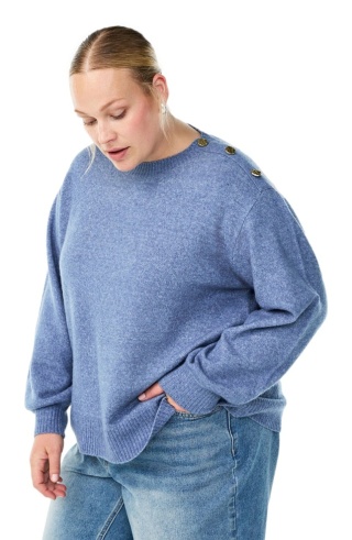 ZIZZI PIĘKNY NIEBIESKI SWETER DZIANINA GUZIKI 473F