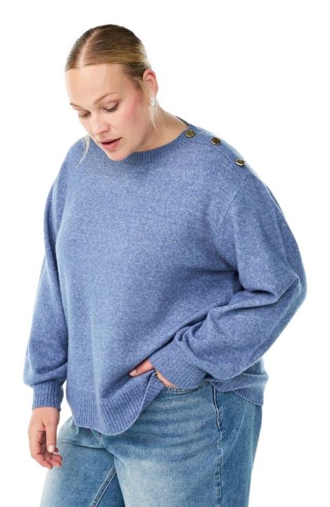 ZIZZI PIĘKNY NIEBIESKI SWETER DZIANINA GUZIKI 473F