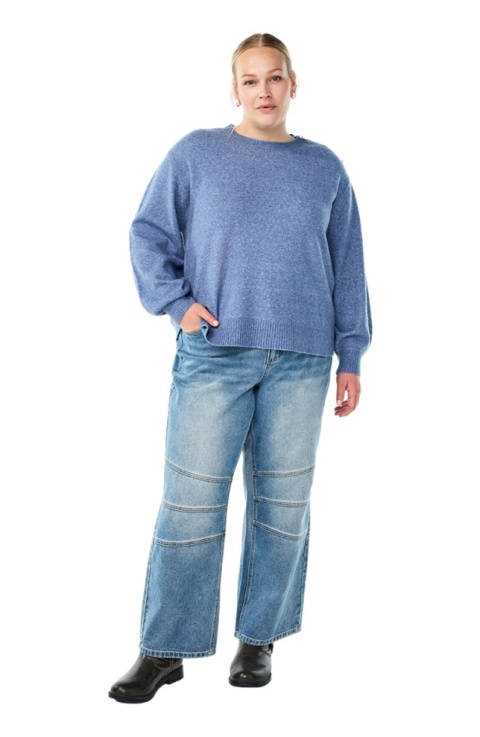 ZIZZI PIĘKNY NIEBIESKI SWETER DZIANINA GUZIKI 473F