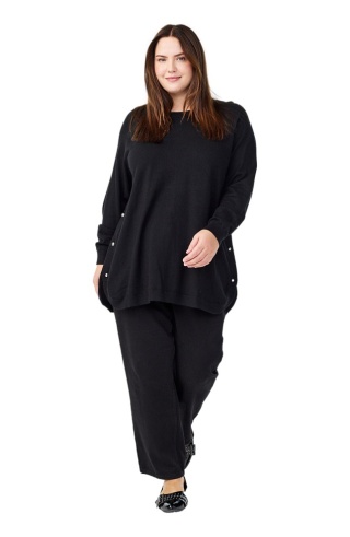 ZIZZI WYGODNA TUNIKA BLUZKA DZIANINA CZARNA 480E