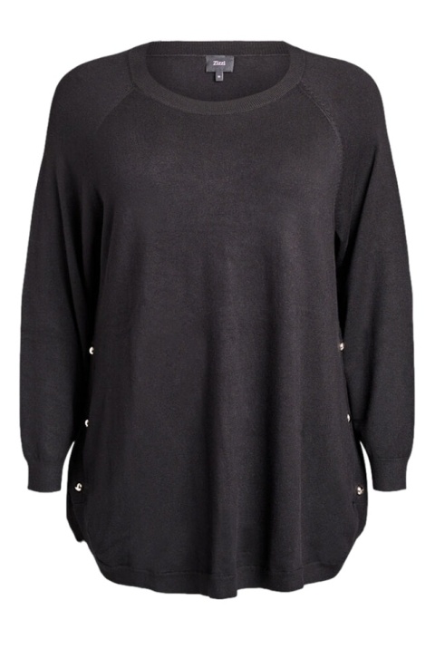 ZIZZI WYGODNA TUNIKA BLUZKA DZIANINA CZARNA 480E