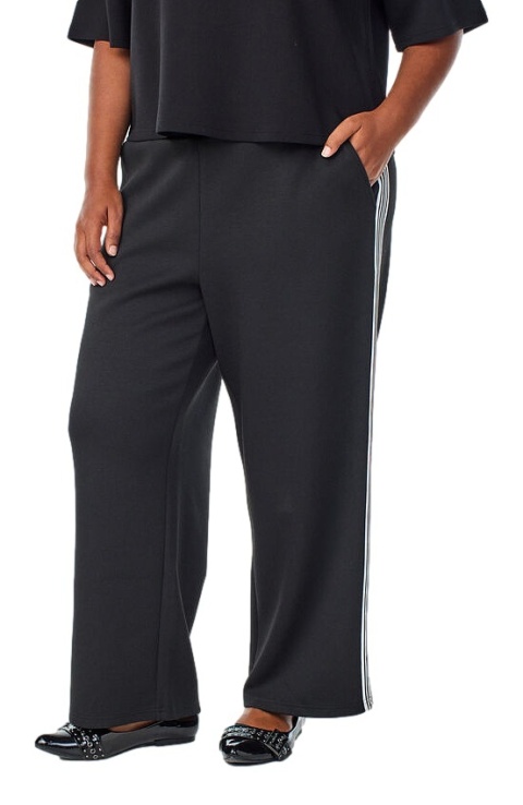 ZIZZI WYGODNE CZARNE SPODNIE PROSTE LAMPASY 303A