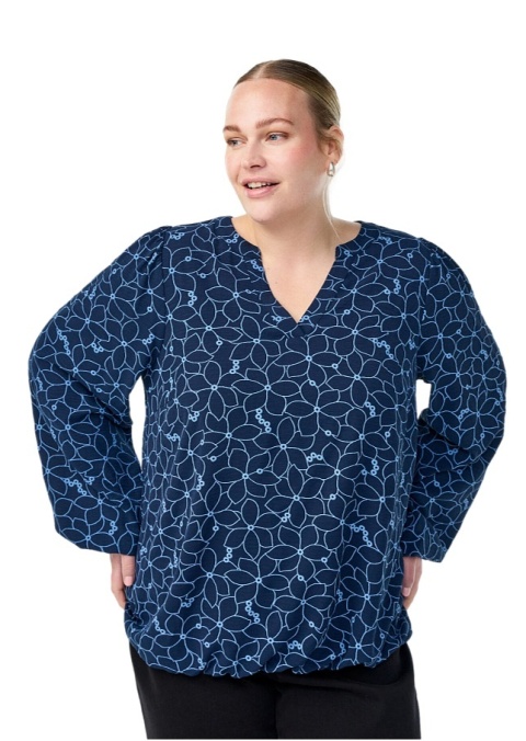 ZIZZI GRANATOWA BLUZKA WZÓR KWIATY 501A