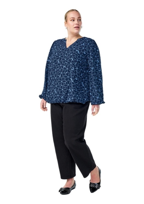 ZIZZI GRANATOWA BLUZKA WZÓR KWIATY 501A