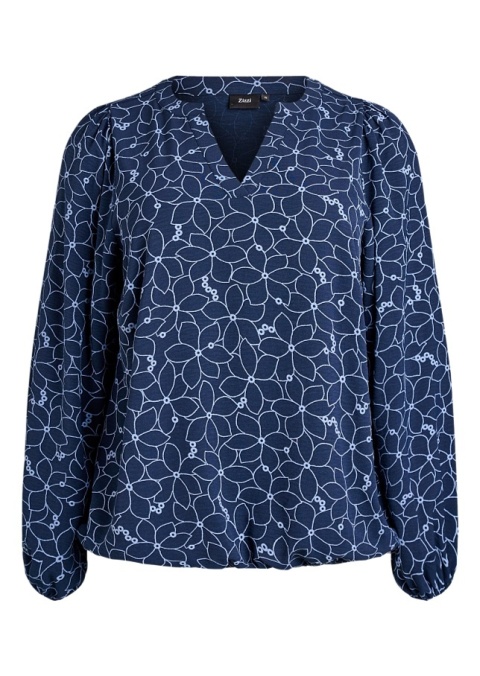 ZIZZI GRANATOWA BLUZKA WZÓR KWIATY 501A