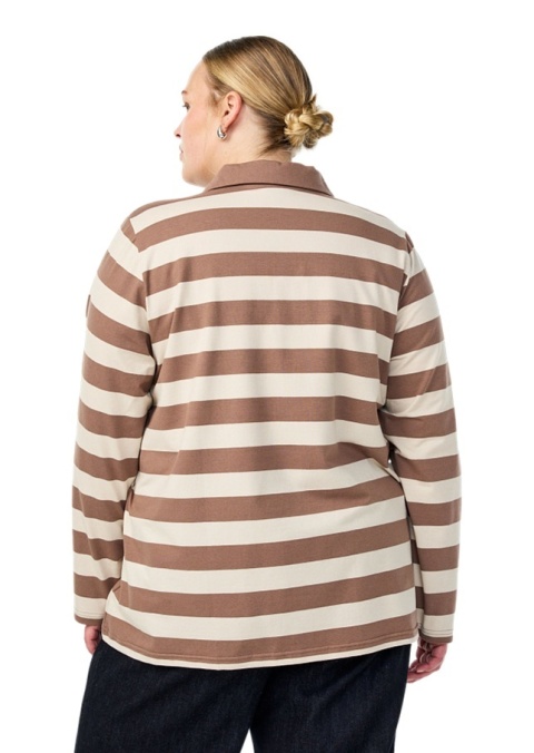 ZIZZI BEŻOWA BLUZKA POLO W PASKI 557A
