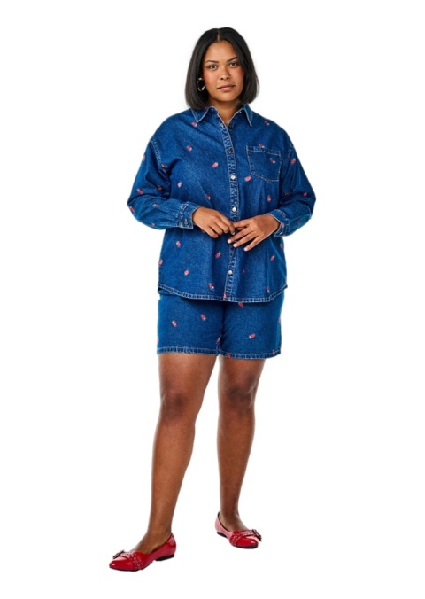 ZIZZI GRANATOWA JEANSOWA KOSZULA HAFT TRUSKAWKI 039C