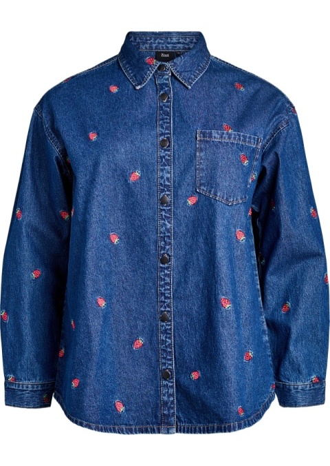 ZIZZI GRANATOWA JEANSOWA KOSZULA HAFT TRUSKAWKI 039C