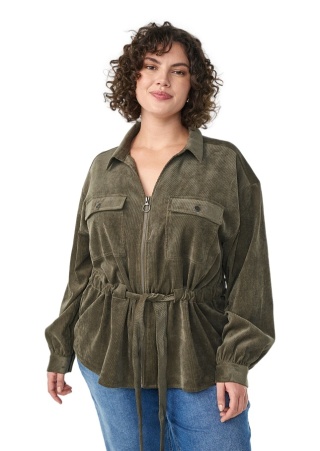 ZIZZI OLIWKOWA SZTRUKSOWA BLUZKA NA SUWAK WIĄZANIE 710A