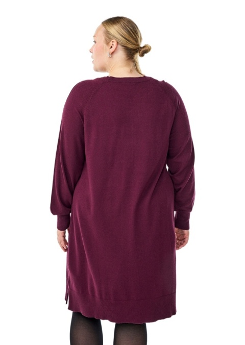 ZIZZI WYGODNA BORDOWA SUKIENKA DZIANINA 479C