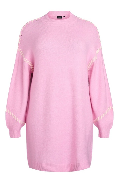 ZIZZI RÓŻOWA SUKIENKA DZIANINOWA OZDOBNY SZEW 506G