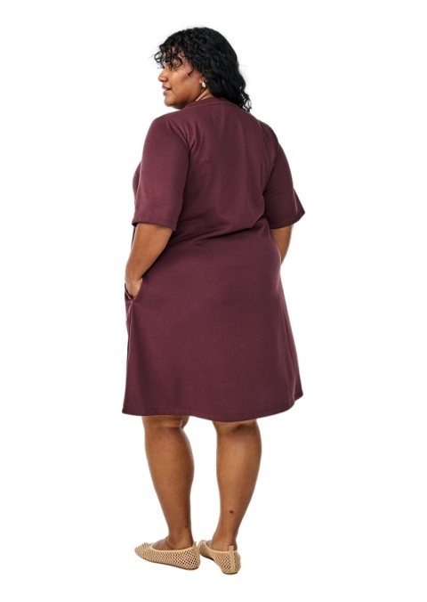 ZIZZI WYGODNA TRAPEZOWA SUKIENKA BORDOWA 640C