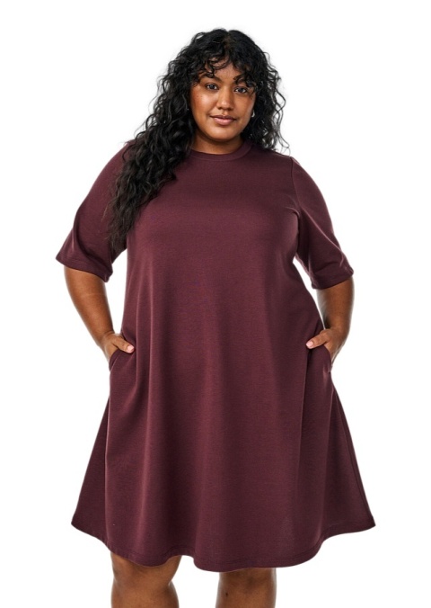 ZIZZI WYGODNA TRAPEZOWA SUKIENKA BORDOWA 640C