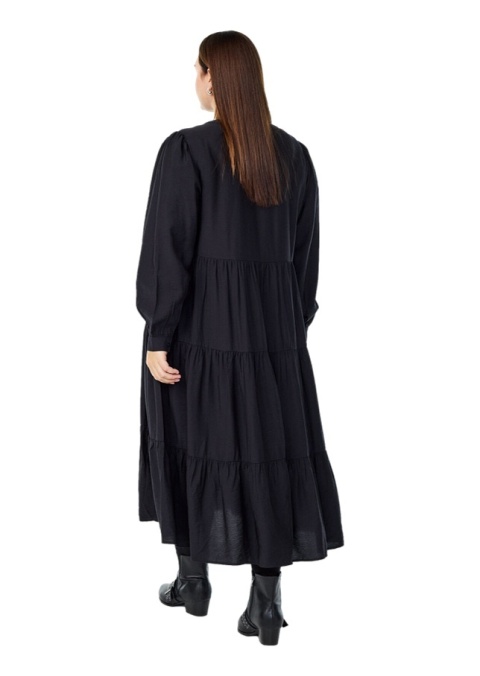 ZIZZI ELEGANCKA CZARNA SUKIENKA MIDI FALBANY 532D