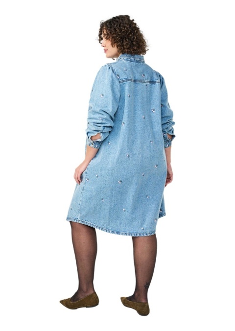 ZIZZI NIEBIESKA JEANSOWA SUKIENKA KOSZULOWA WIŚNIE 041B
