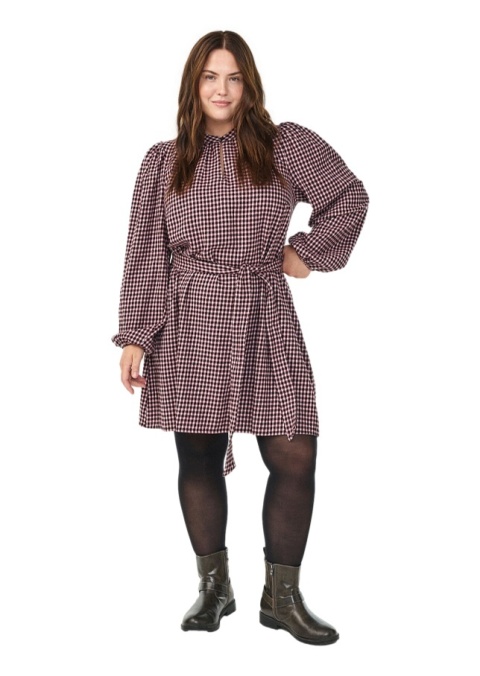 ZIZZI UROCZA BAWEŁNIANA SUKIENKA W KRATĘ WIĄZANIE 180B