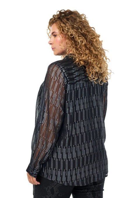 ZIZZI CZARNA IMPREZOWA KOSZULA SREBRNY WZÓR 206A