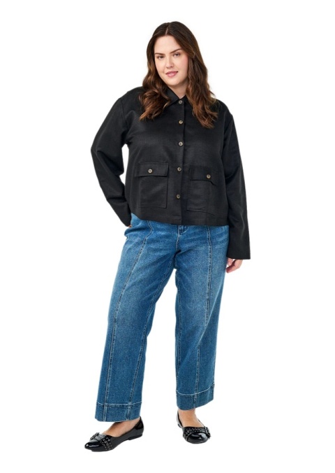 ZIZZI CZARNA ZAMSZOWA KRÓTKA KOSZULA 302A